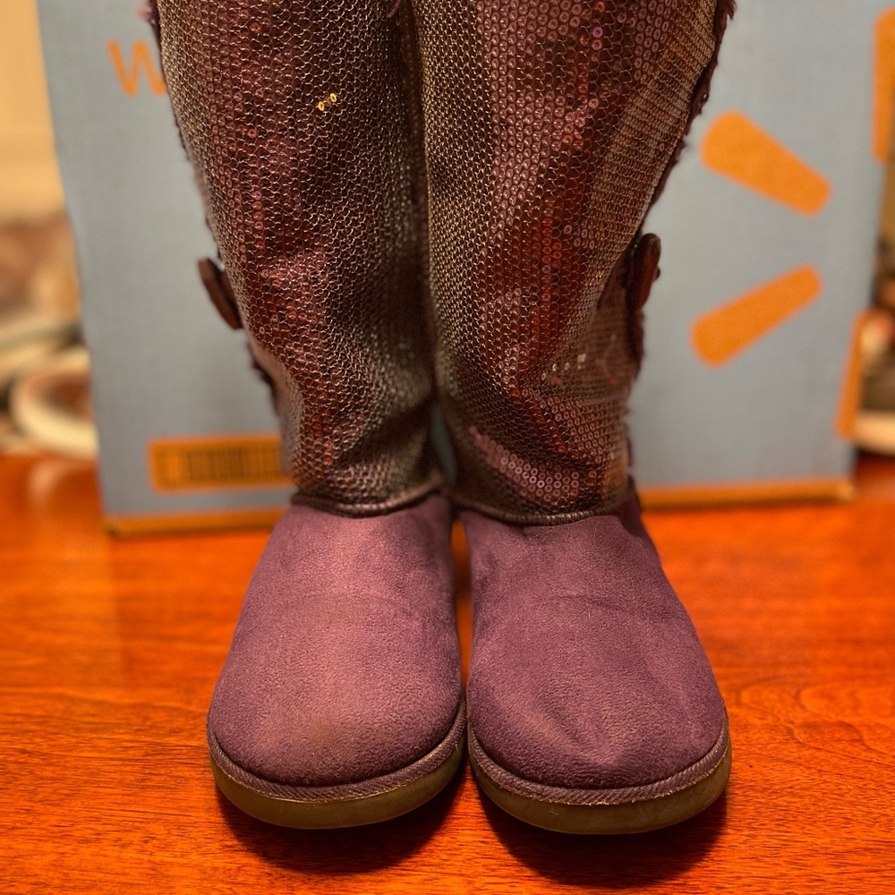 Airwalk purple sparkle boots with buckle (size 5 kids)